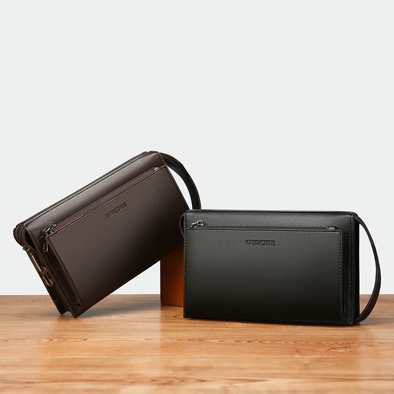 Men's Handheld Bag with Combination Lock Anti-Theft Large Capacity Multi-Pocket Tote Business Wallet Leather Men's Bag