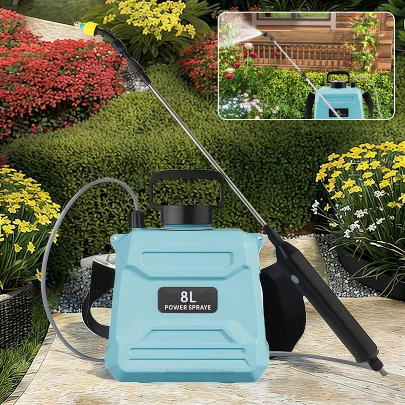 

New 8L agricultural spray, backpack type high-pressure spray, electric irrigation disinfection pesticide spray, green/blue
