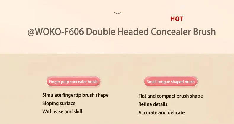 WOKO Double Head Concealer Brush Finger Concealer Makeup Brush & Tip Head Concealer Brush Facial Blemish Coverage Makeup Tool – Detail 6