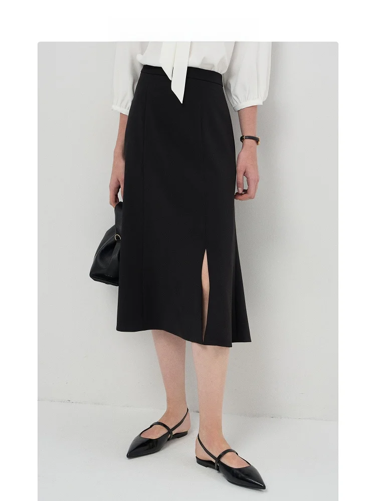 エレガントなハイウエスト非対称黒ミニスカート女性の春夏シティ通勤Aラインスカートシンプルシックフィッシュテール