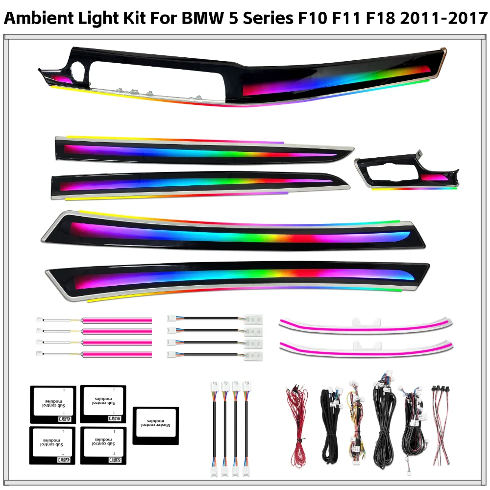 

APP Controlled 256 Color LED Ambient Light for BMW 5 Series F10 F11 F18 2011-2017 Interior Atmosphere Strip Upgrade Kit