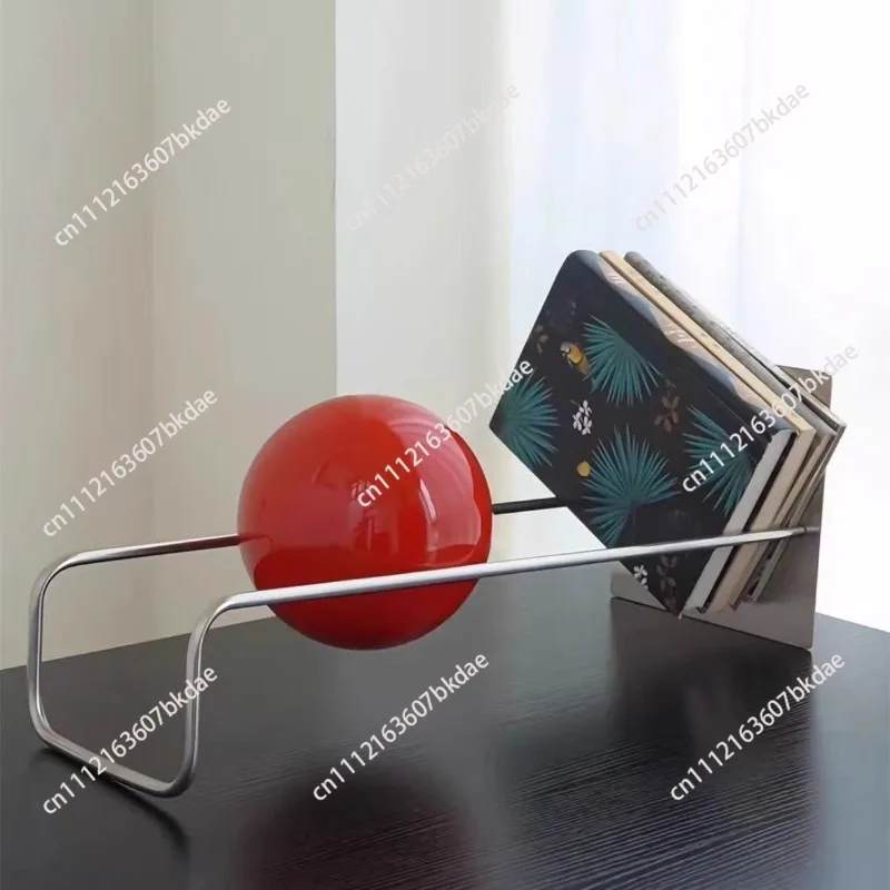 Mid-Century Style Bookshelf Solid Wood Ball-Bearing Magazine Holder Creative Modern Desk Organizer Artistic Home Display Shelf