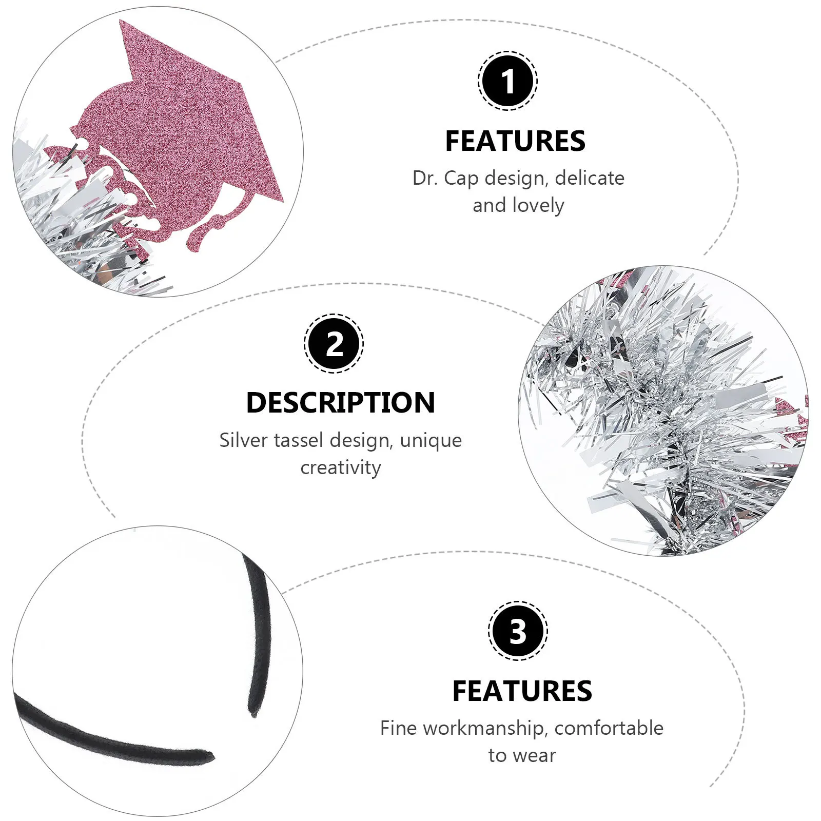 

2Pcs Doctorial Hat Graduation Hairband Stylish Hair Hoops Graduation Headband Party Hair Accessories Mini Hat Headband