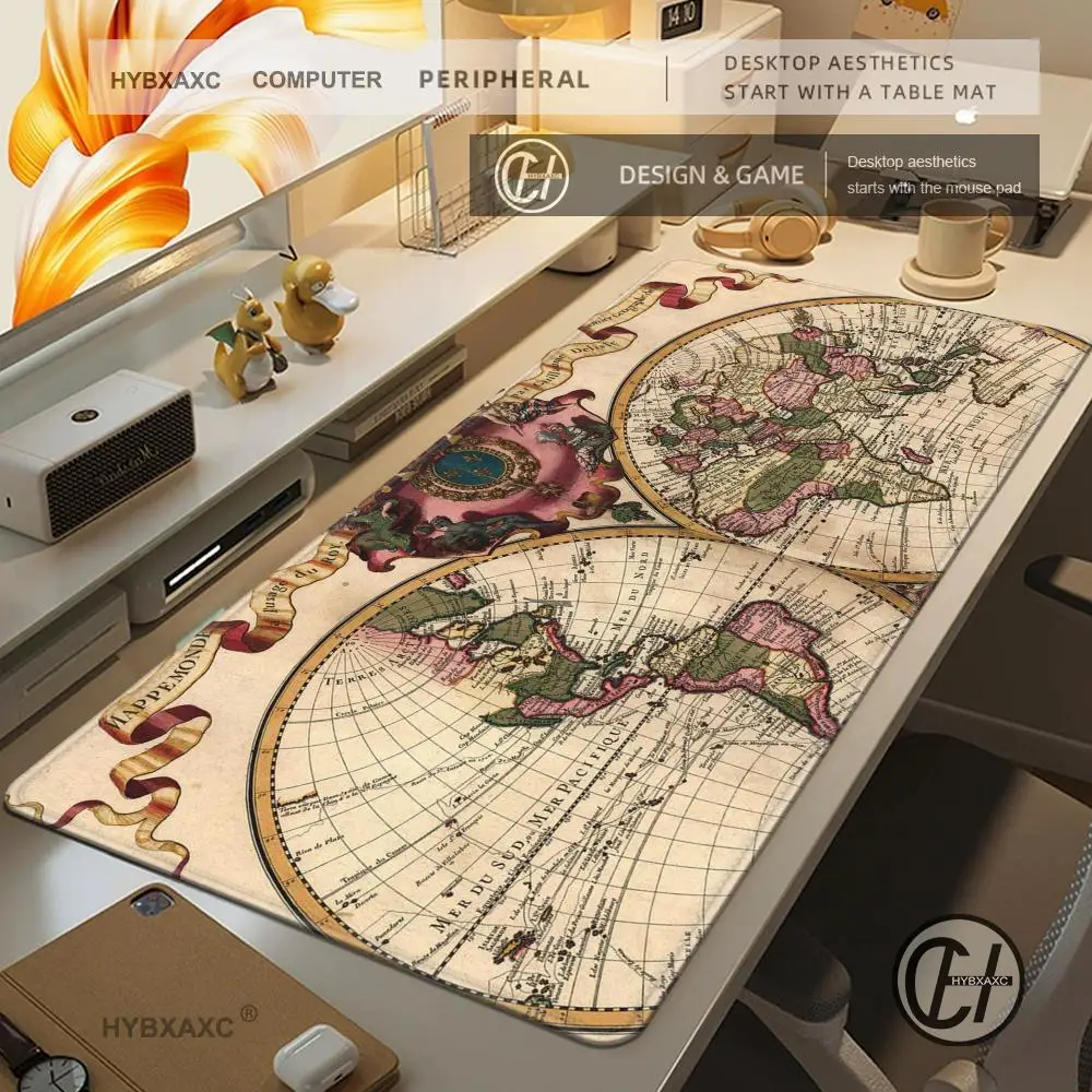 الرجعية المدينة القديمة خريطة العالم لوحة الماوس لطيف HD لوحة مكتب الموسعة الألعاب لوحة المفاتيح الحصير كبيرة 90x40 سنتيمتر XXL ألعاب ماوس #3