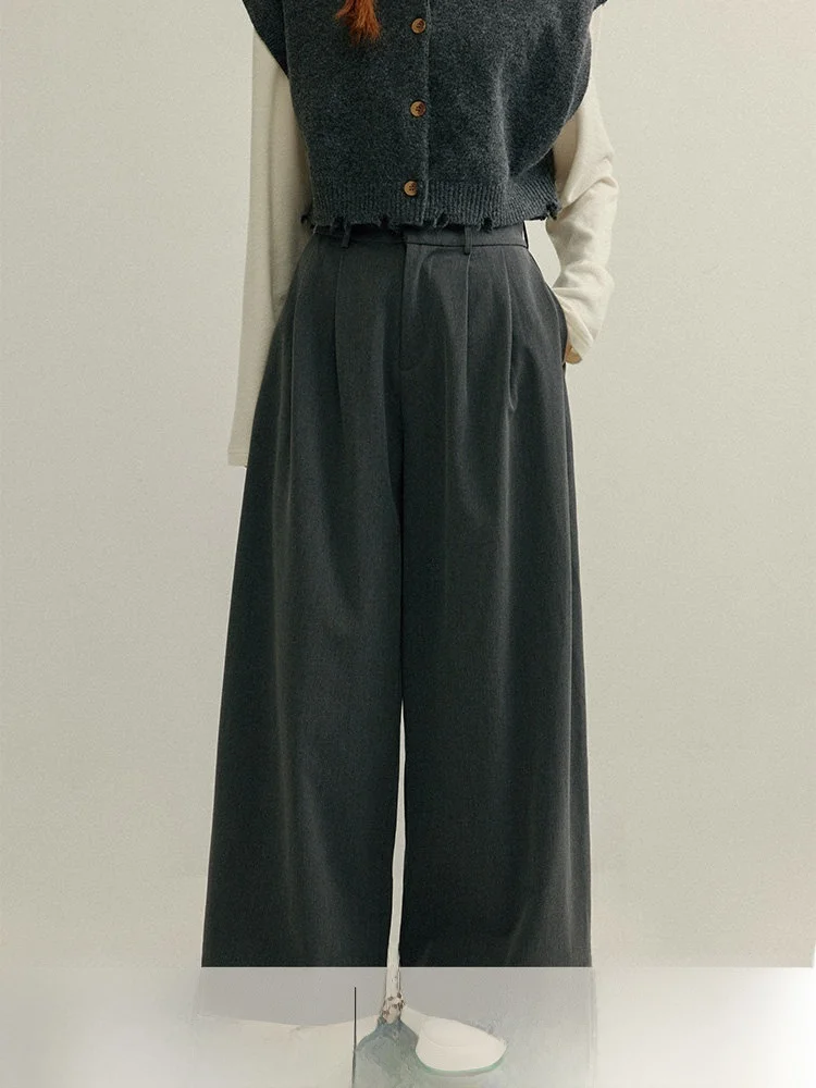 

High Waist Straight Leg Drapey Suit Pants Lazy Wide Leg Autumn Long Pants Dragging Pants Comfortable Casual Trousers for Women