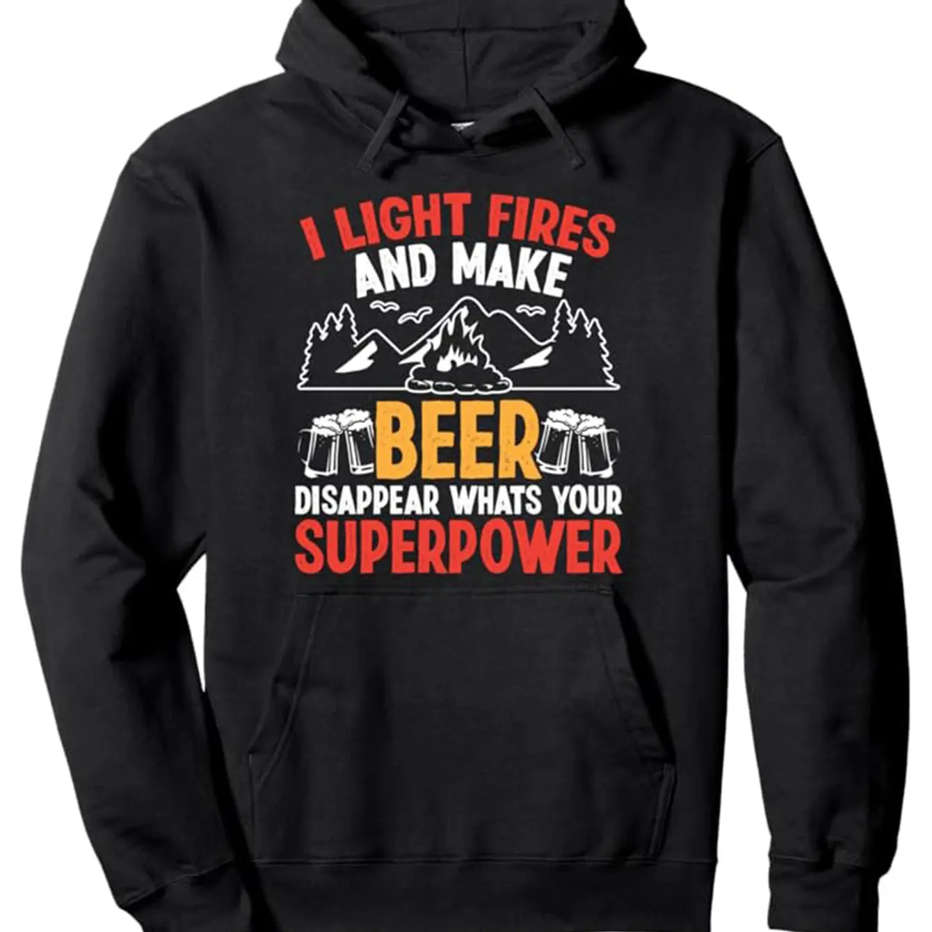

Beer cookout print hooded sweater with kangaroo pockets and plush casual long-sleeved hooded sweater for outdoor use