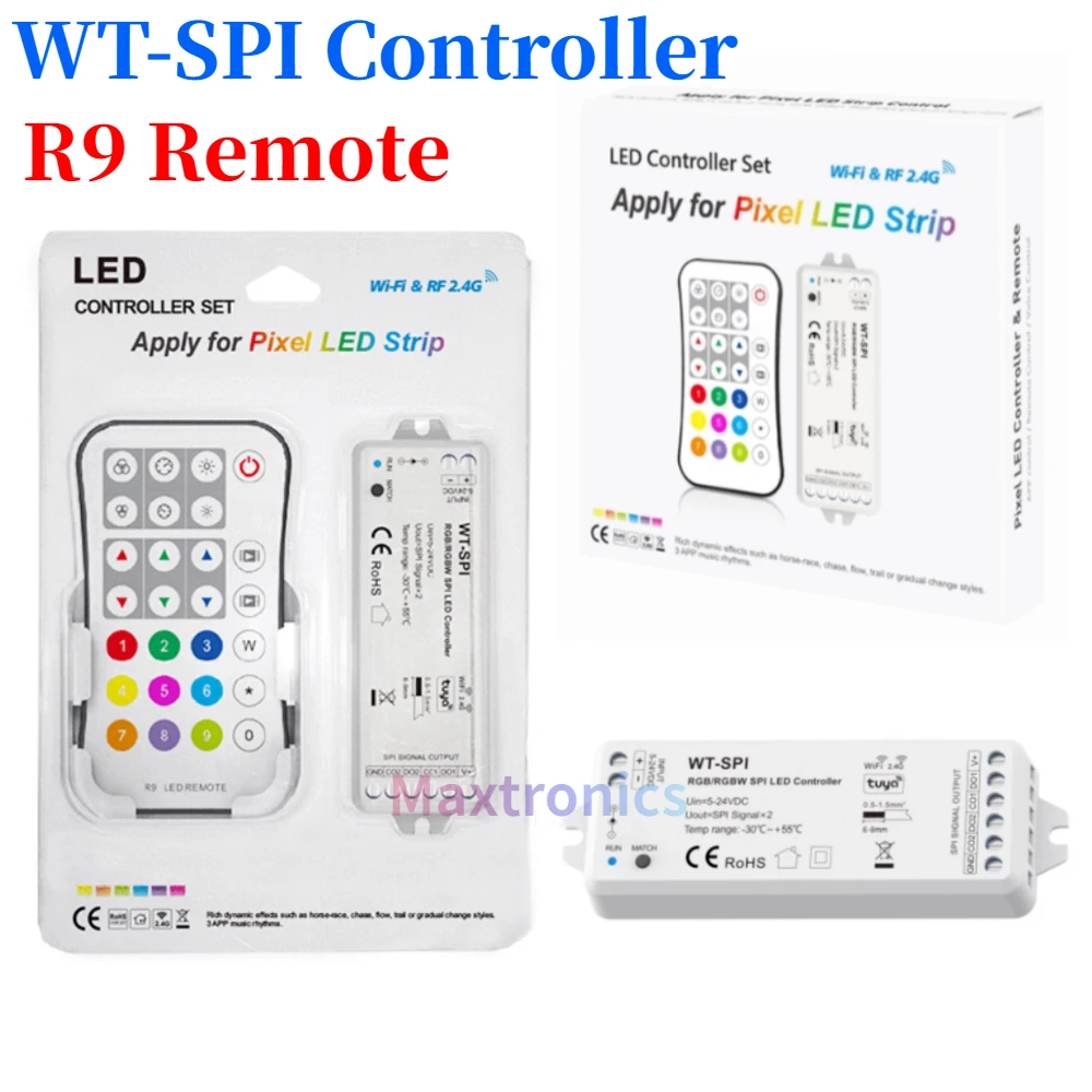 luz de tira tuya wifi com controlador led pixels 24g spi rgb rgbw wt spi r9 alexa google ws2811 ws2812b ws2814 ws2815 sk6812 01