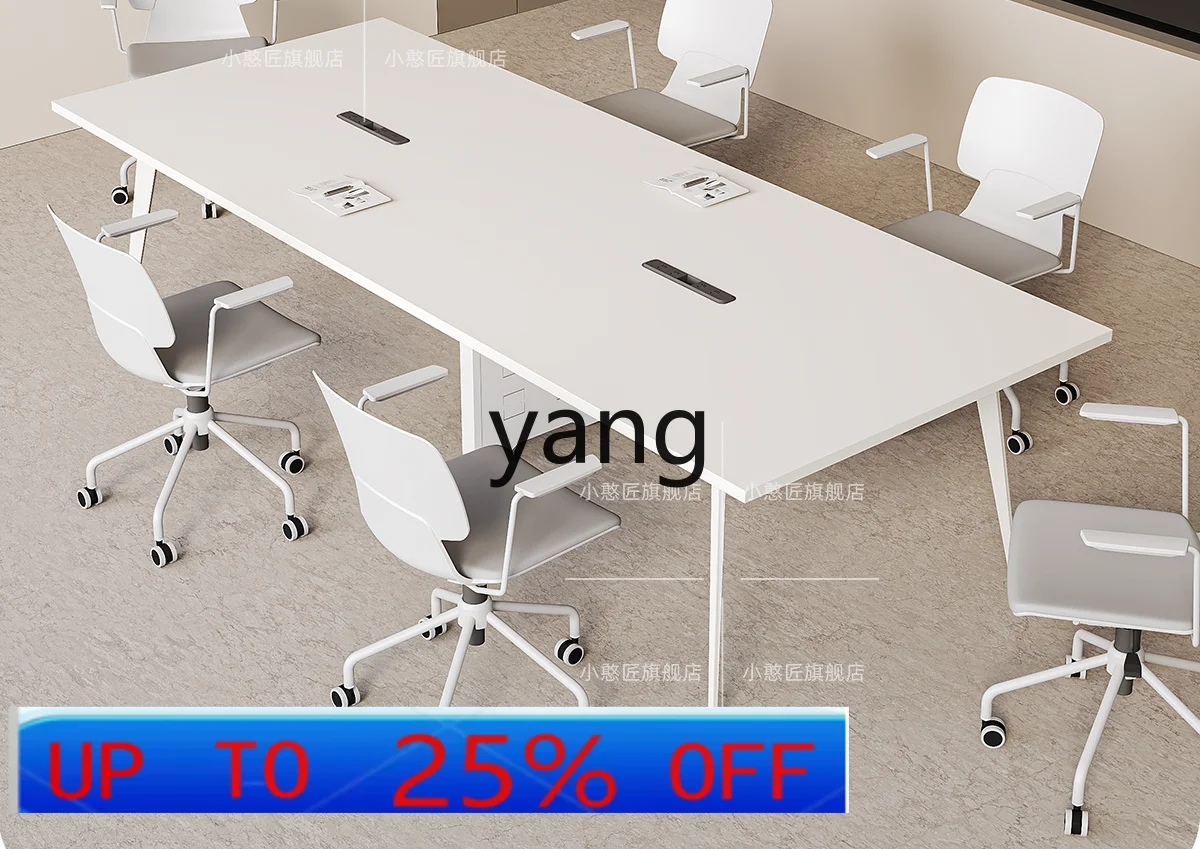 

LMM Conference Long Table Simple Modern Office Training Small White Conference Room Table and Chair Combination