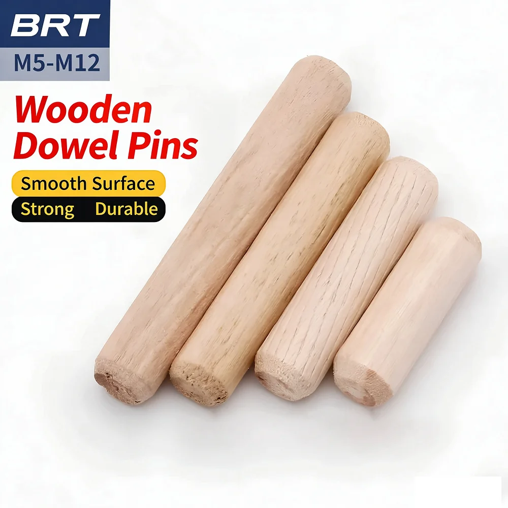 50/100pcs Wooden Dowel Pins Hardwood Cylinder Wood Dowels Beveled Furniture Connector Pegs 6mm 8mm 10mm 12mm