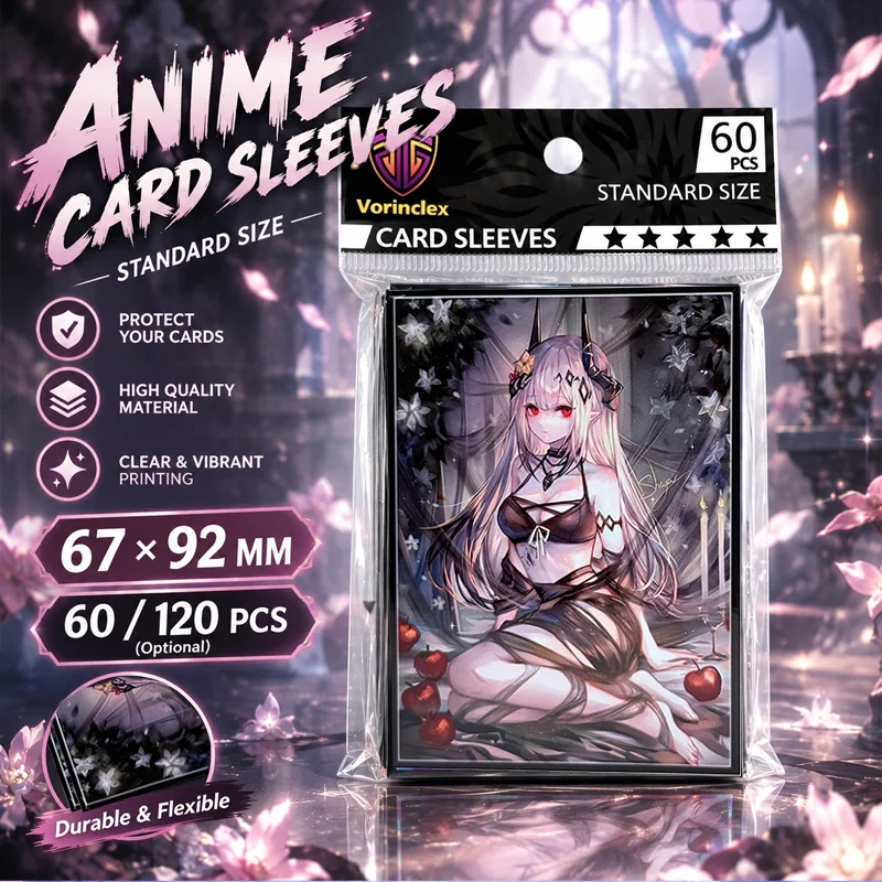 120PCS 67x92mm Anime Card Sleeves Top Loading Trading Card Protectors for MTG PTCG TCG Game Cards Mudrock Waifu Sleeves