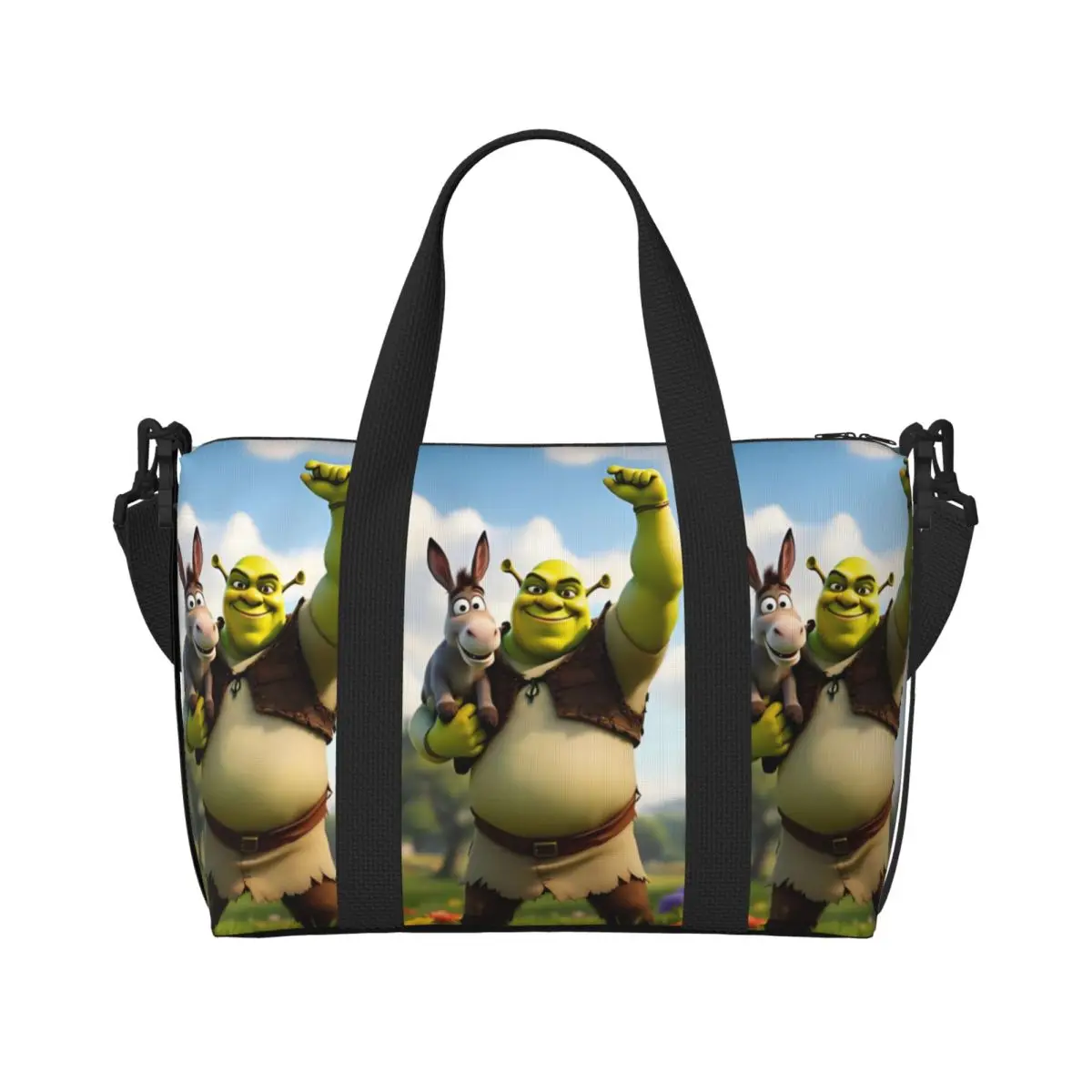 

Женская большая сумка S-shreks на заказ, большая вместительная сумка с забавными мультфильмами, спортивная пляжная дорожная сумка на плечо