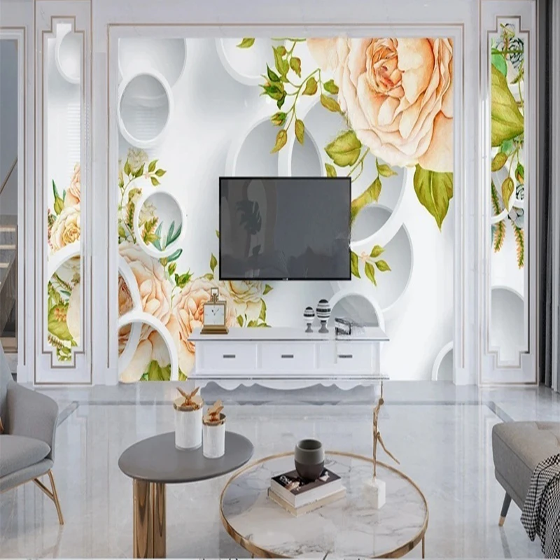 MU8603 Mural Wallpaper Nordic Leaf With Feathery Lines Oil Painting Flower Pattern Home Decor Wall Photo Papel De Parede 3D