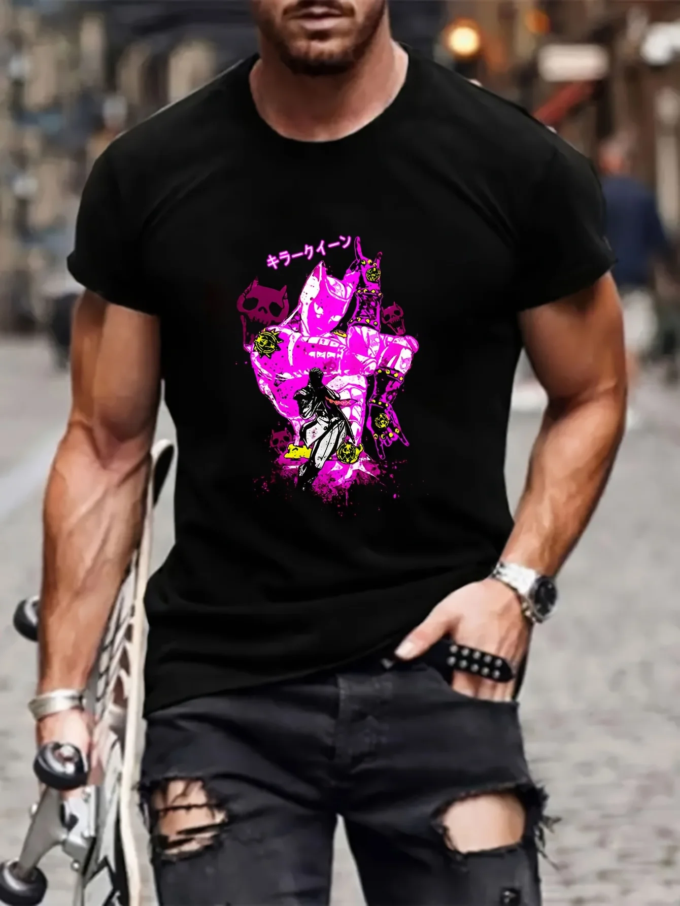 KILLER QUEEN B501 Yoshikage Kira T-Shirt Men New Gifts And T-Shirts T-Shirts For Girls T Shirt Tops Men Anime Men