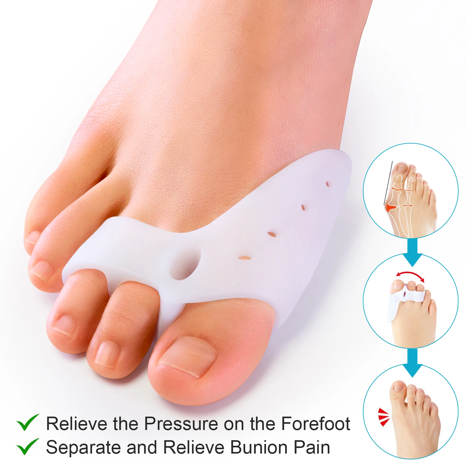 2 szt./para Silikonowy Separator Palucha Koślawego Korektor Haluksów Korektor Palucha Zakrytego Narzędzia do Pielęgnacji Pedicure Domowe