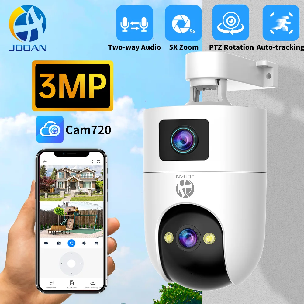 jooan-3mp-dual-lens-dual-screen-ip-camera-24g-5g-wifi-outdoor-ptz-camera-ai-auto-tracking-cctv-camera-audio-video-surveillance