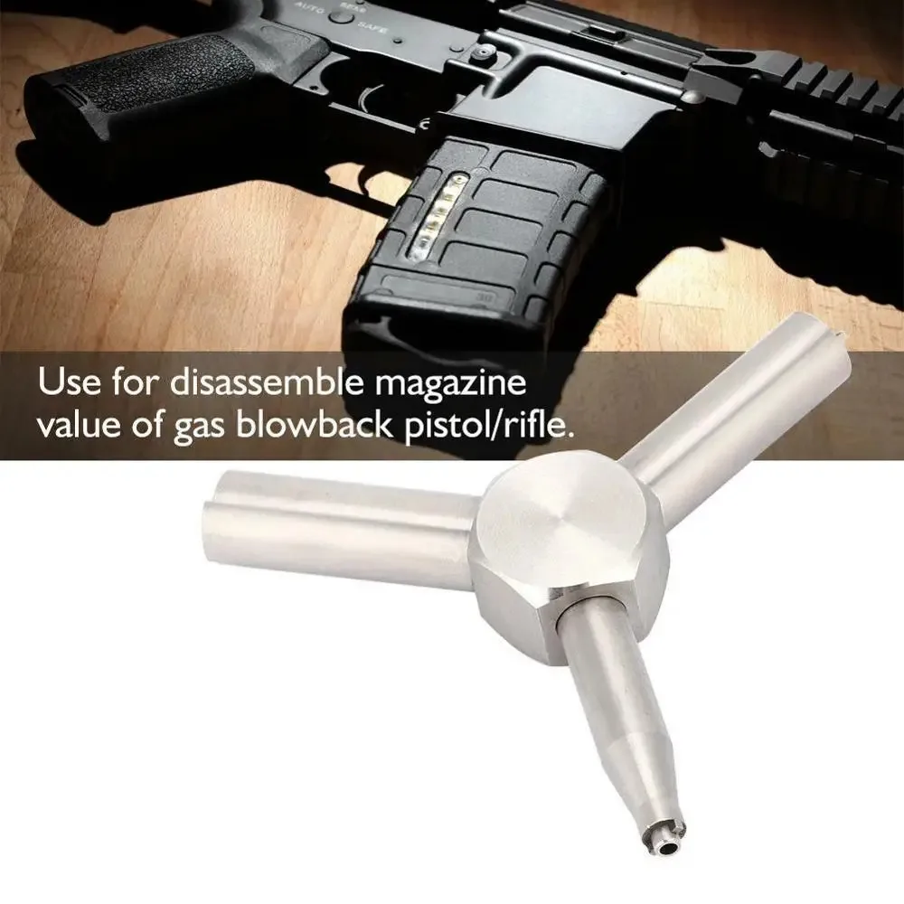 MAGORUI Airsoft Stainless Steel Valve Key Removal Tool for KSC WA Magazine Charging of Gas Pistol Rifle Silver/Black