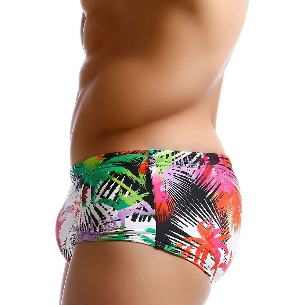 Men Swimwear Palm Multicolor Swimming Trunks Briefs Bikini Board Surf Shorts Boxer Swimsuits Waterproof Beach Sports Underwear