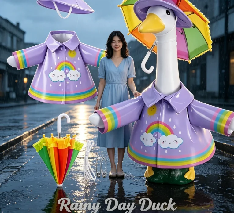 

2026 New Goose Raincoat Set Fits 23 Inch Porch Goose Waterproof Lawn Statue Yard Decoration for Spring Summer Rainy Season
