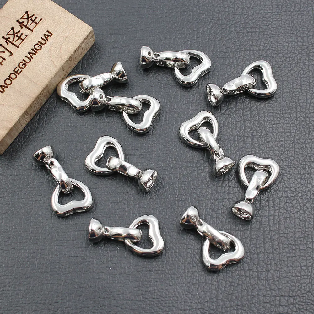 

APDGG 10 Pcs Jewelry Findings Circle Heart Copper Gold Plated Clasps For Pearl Bracelets Necklaces Making DIY Craft Accessories