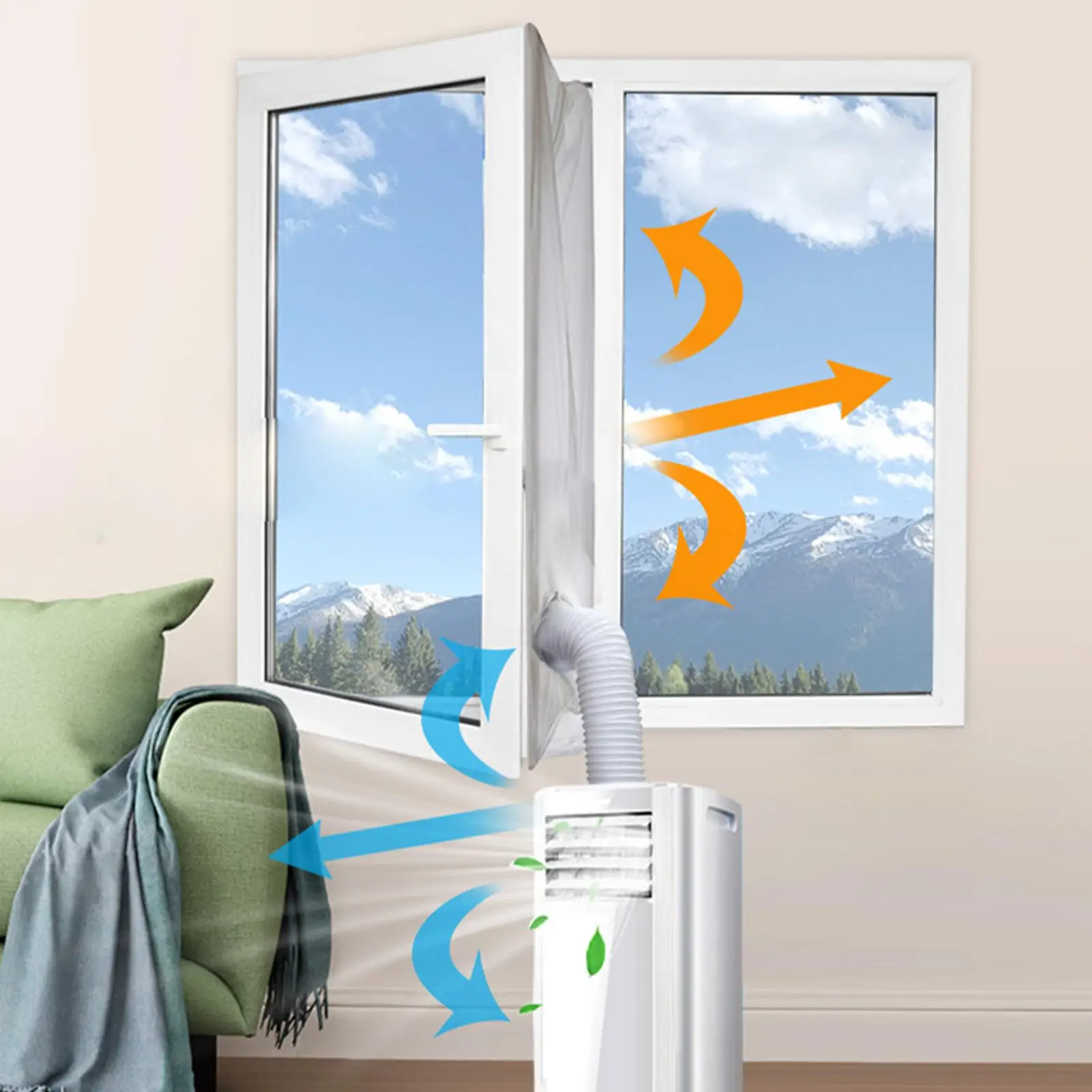 3/4M AC Window Vent Seal Set Zipper Type Air Conditioner Insulation Blocker Effective Air Blocking Window Sealing Accessories
