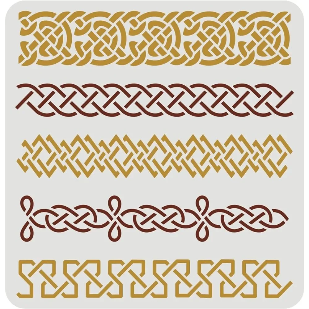 Szablon obramowania Celtic Knotwork 11,8x11,8 cala Wzór węzła linowego wielokrotnego użytku Szablon do rysowania Plastik PET 5 linii Kwiatowy węzeł obramowania