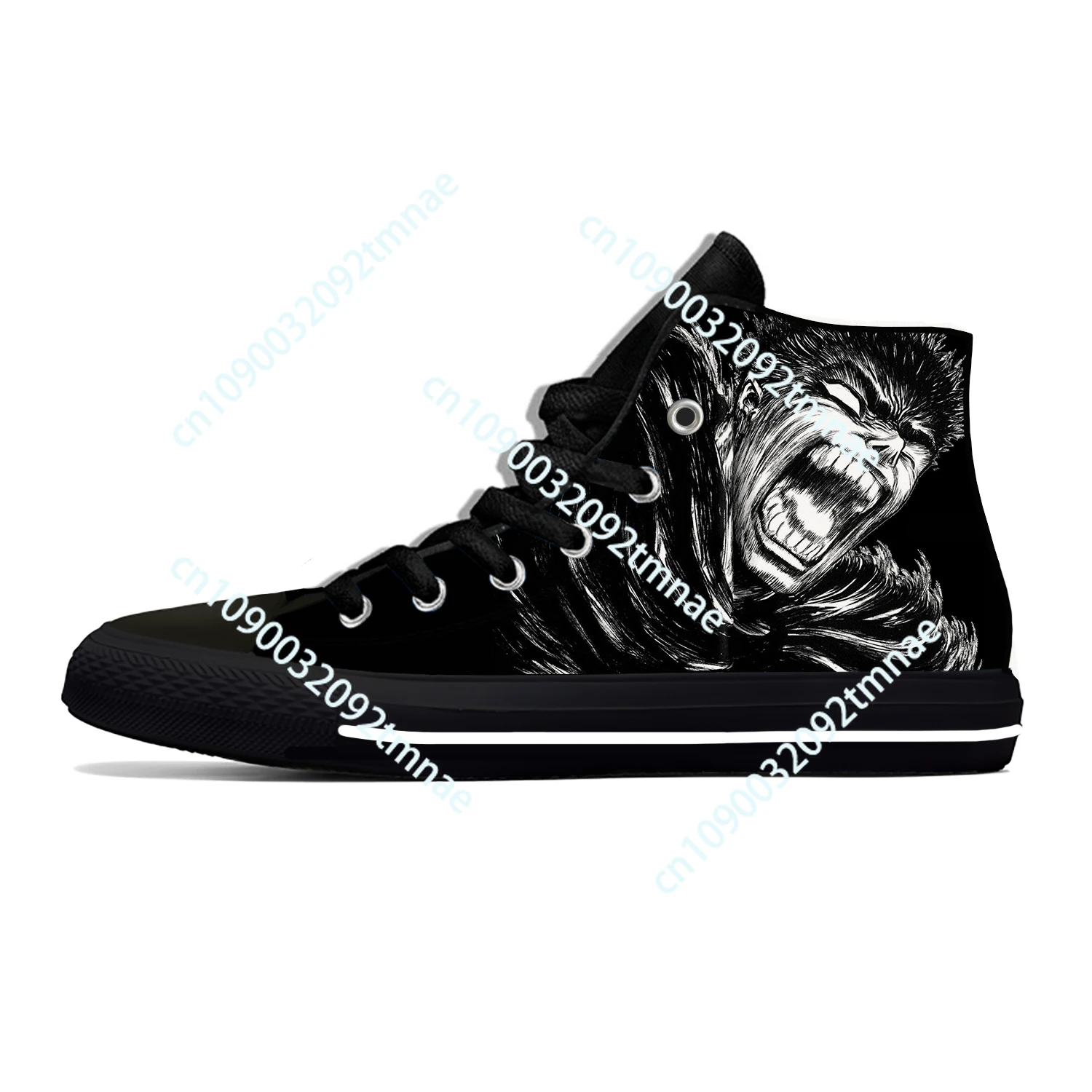 

Japanese Anime Manga Berserk Guts Black Swordsman Casual Cloth Shoes High Top Lightweight Breathable Custom Men Women Sneakers