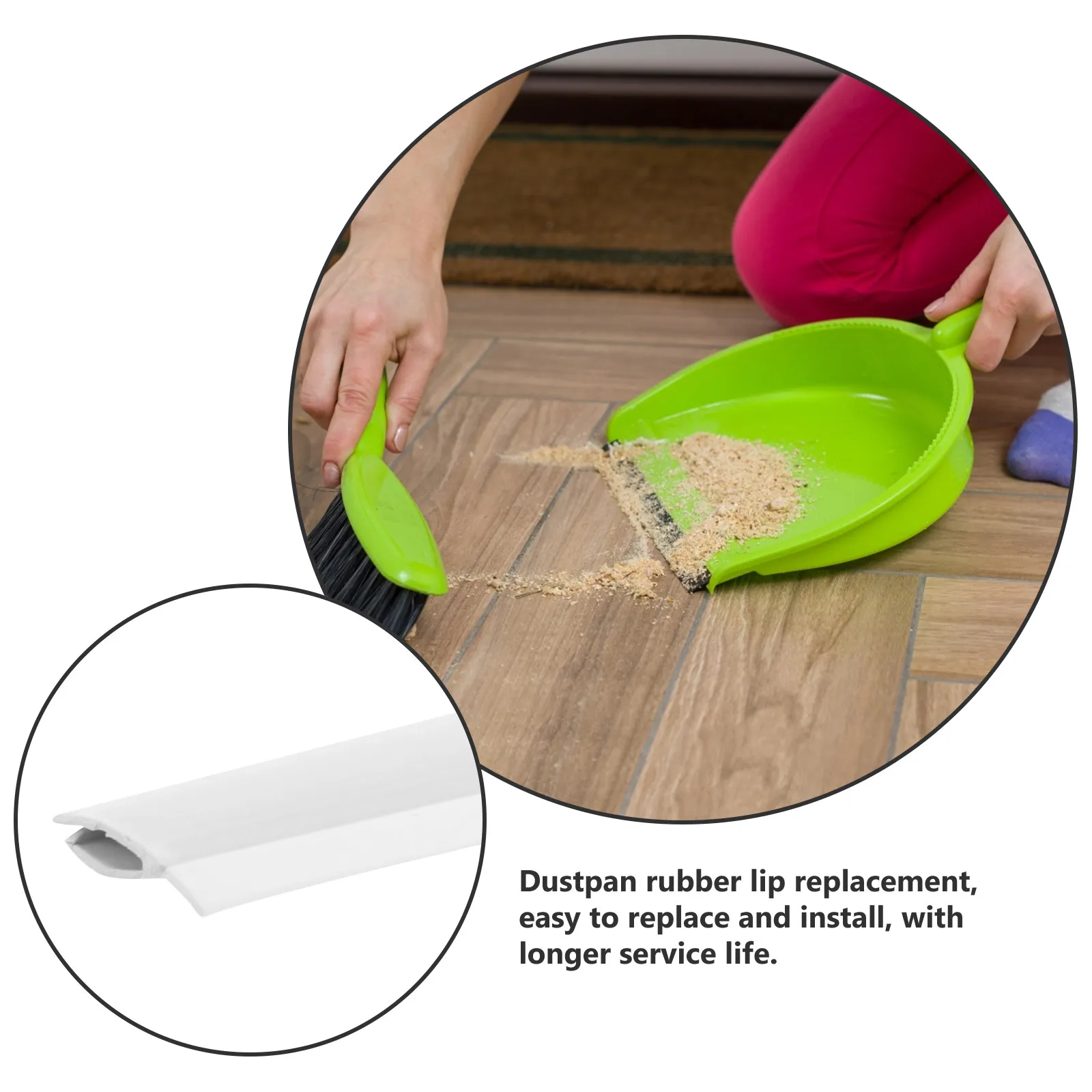 4Pcs Dustpan Rubber Edge Replacement Strips Flexible Insert Rubber Lips Edge Protector Dustpan Repair Parts Insert Strips