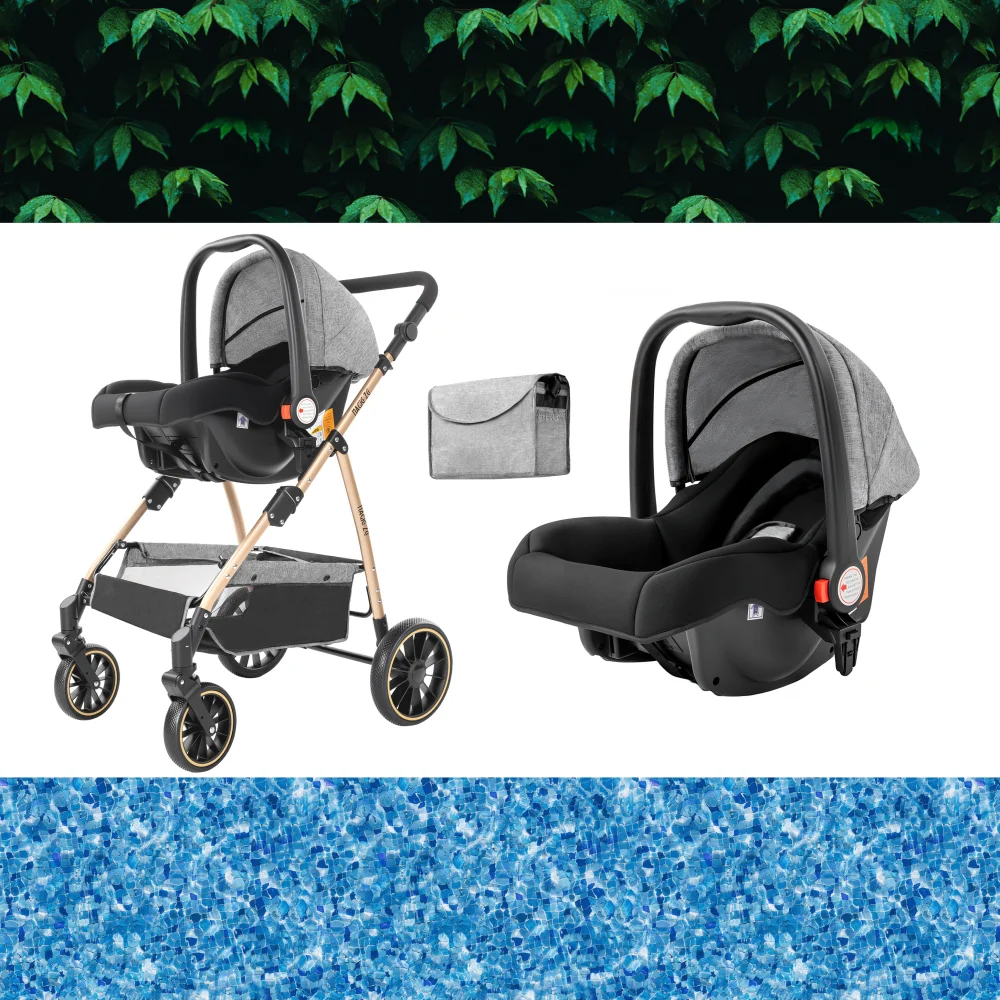 3 in 1 passeggino passeggino auto del bambino di lusso alto paesaggio leggero portatile pieghevole passeggino di viaggio carrozza neonatale multifunzionale moda casual strada marea genitori buona