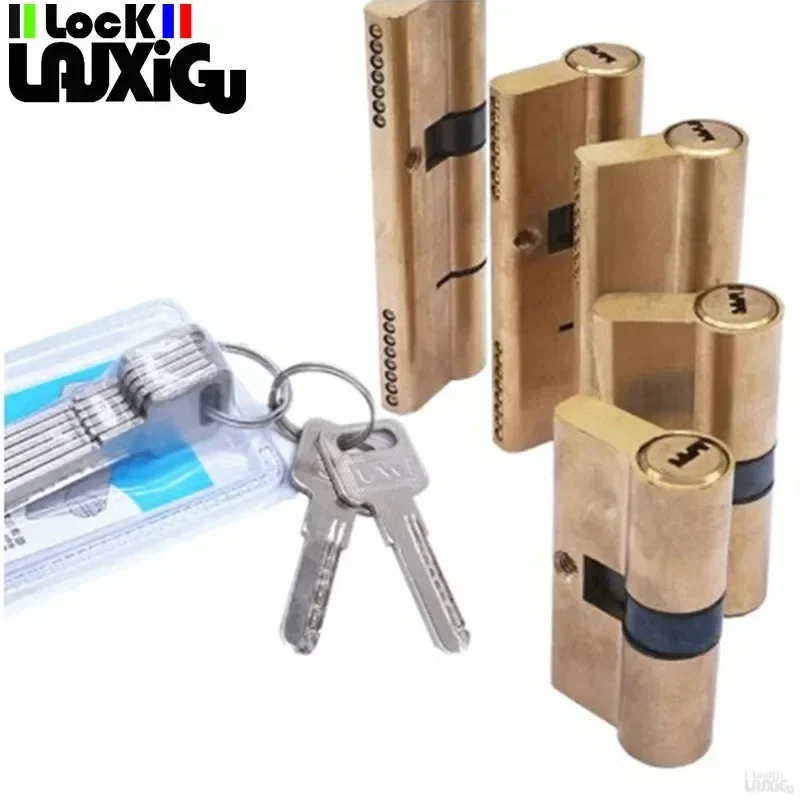 Door Cylinder Biased Lock 65 70 80 90 115mm Cylinder AB Key Anti-Theft Entrance Brass Door Lock Lengthened Core Extended Keys