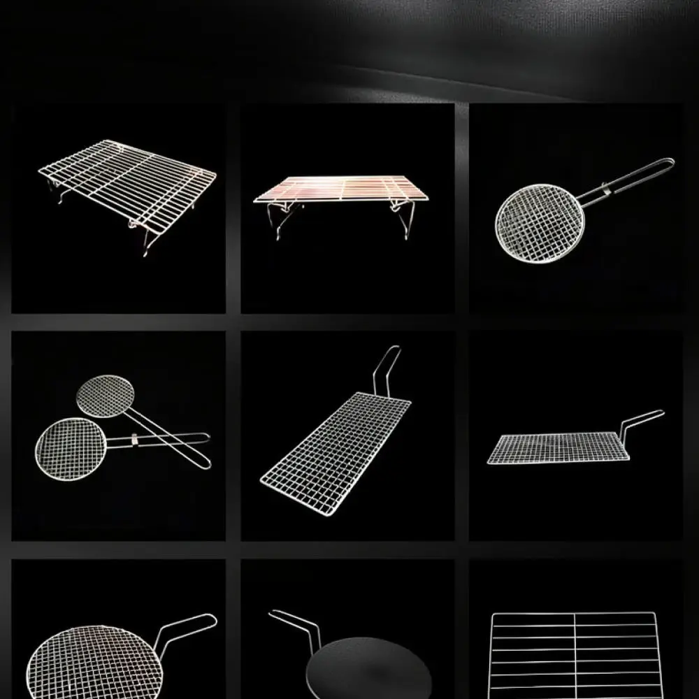 Premium Round Bbq Grilling Mesh Stainless Steel Cooking Rack Steady Stand Feet Heat Proof Grid For Camping Outdoor Use