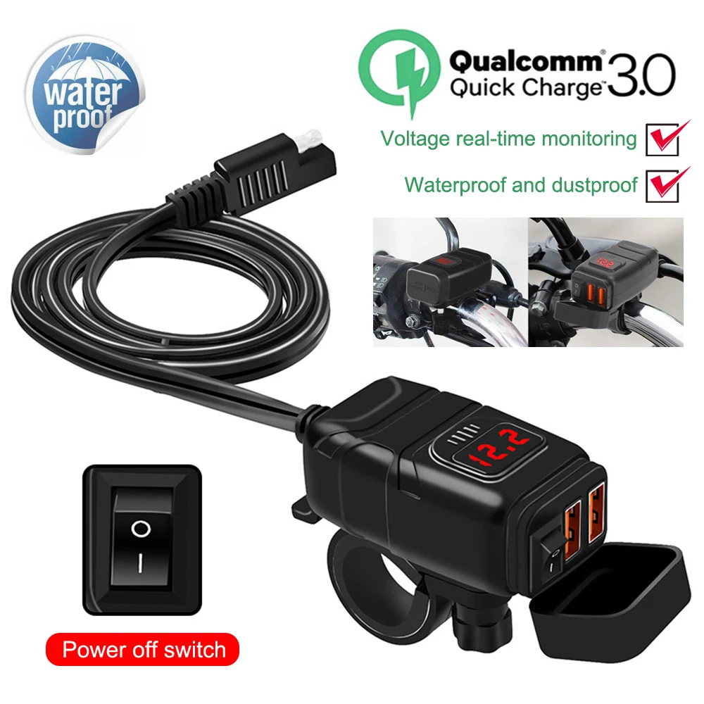 

1pc Universal Motorcycle USB Chargers 12V Fast Charging Adapter DigitalBike Moto Motor Motorbike Accessories Electronics