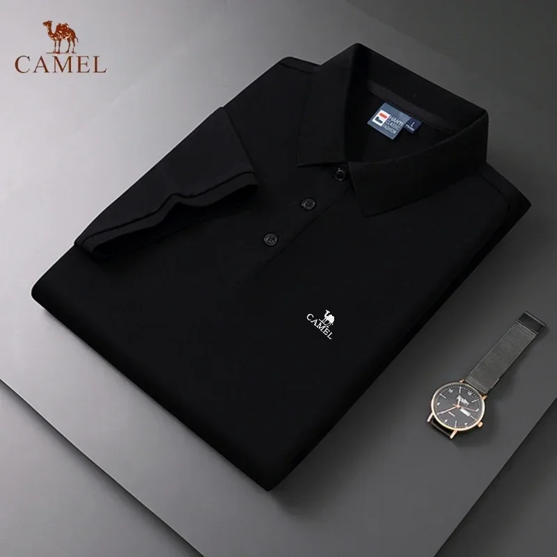 Embroidered CAMEL Men's Pure Cotton Sweat-absorbing and Breathable Polo Shirt Summer Fashion Business Casual Short sleeved T-shi