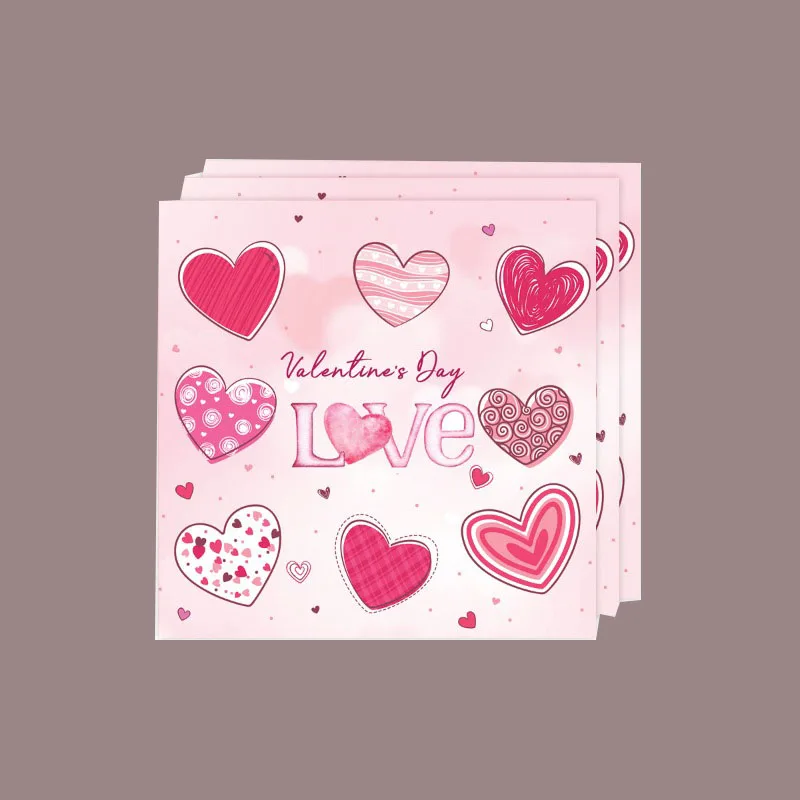 

20pcs/Pac 33cm 2-Ply New Pink Valentine's Day Love Theme Party Decoration Proposal Decoration Paper Placemats Wholesale Cheap