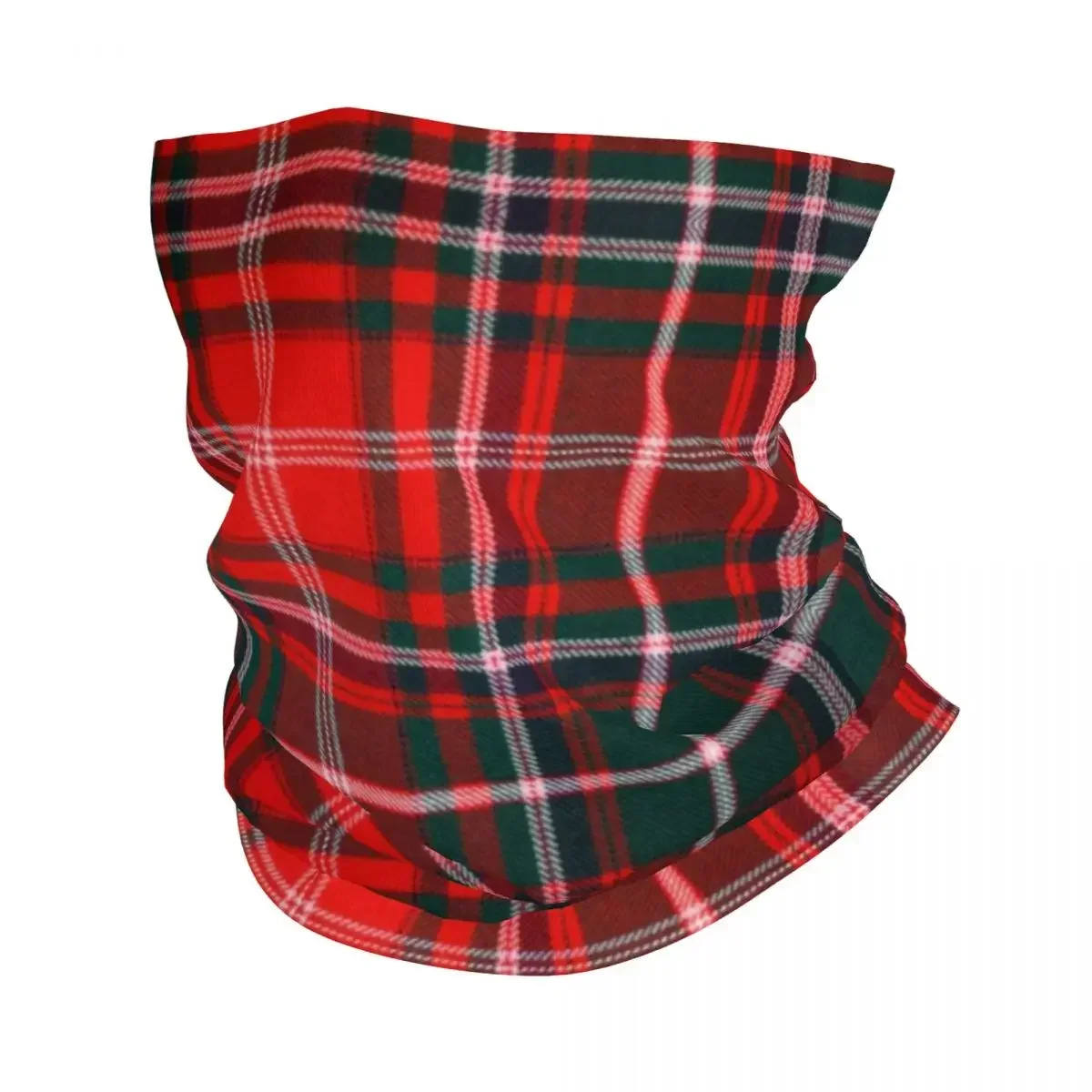 Red Modern Tartan Plaid Bandana Neck Warmer Women Men Winter Ski Tube Scarf Gaiter Fashion Gingham Face Cover