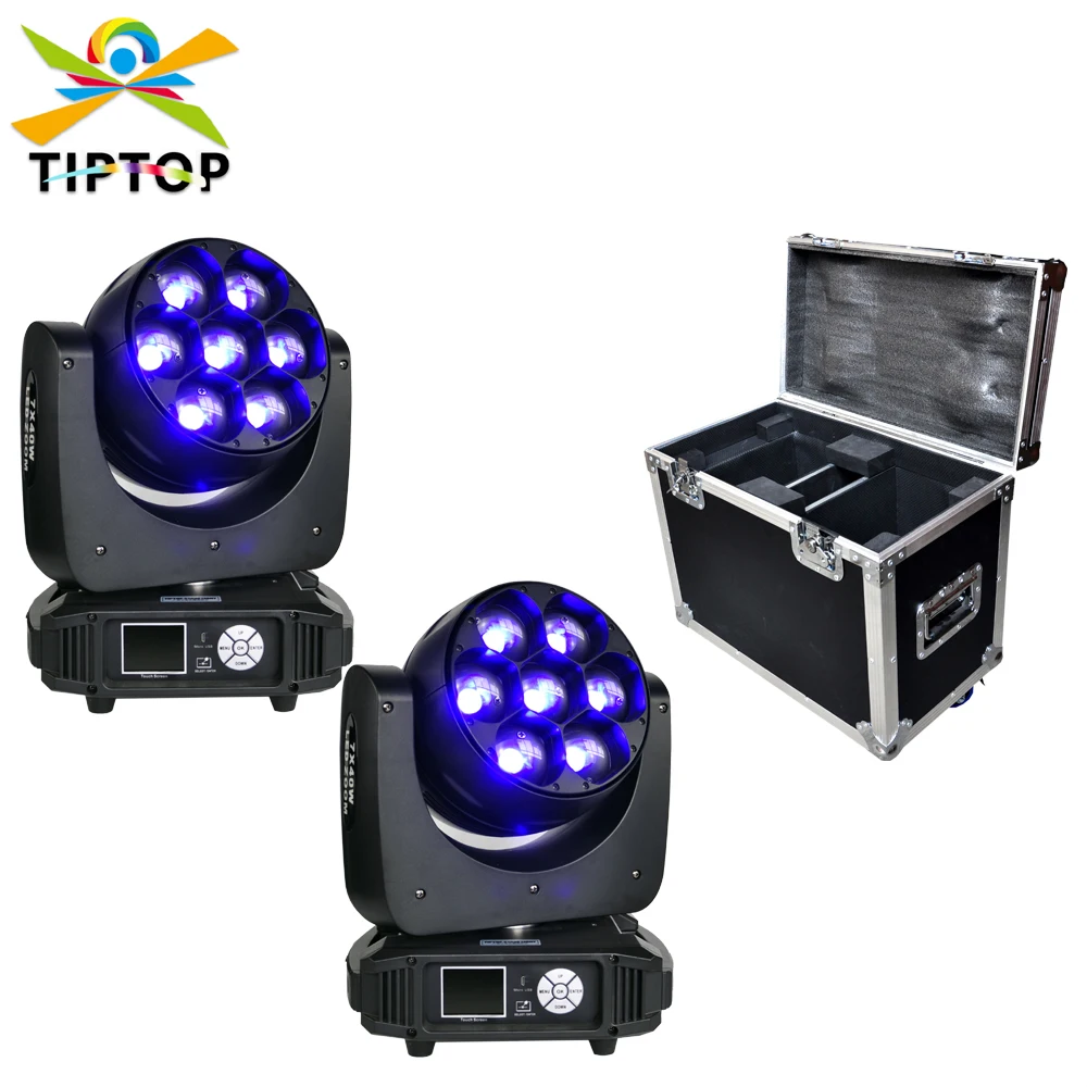 

2IN1 Flight Case Pack 7x40W LED Moving Head DJ Zoom Stage Light Sound Activated RGBW 4 In1 Super Bright Spot Light DMX Control