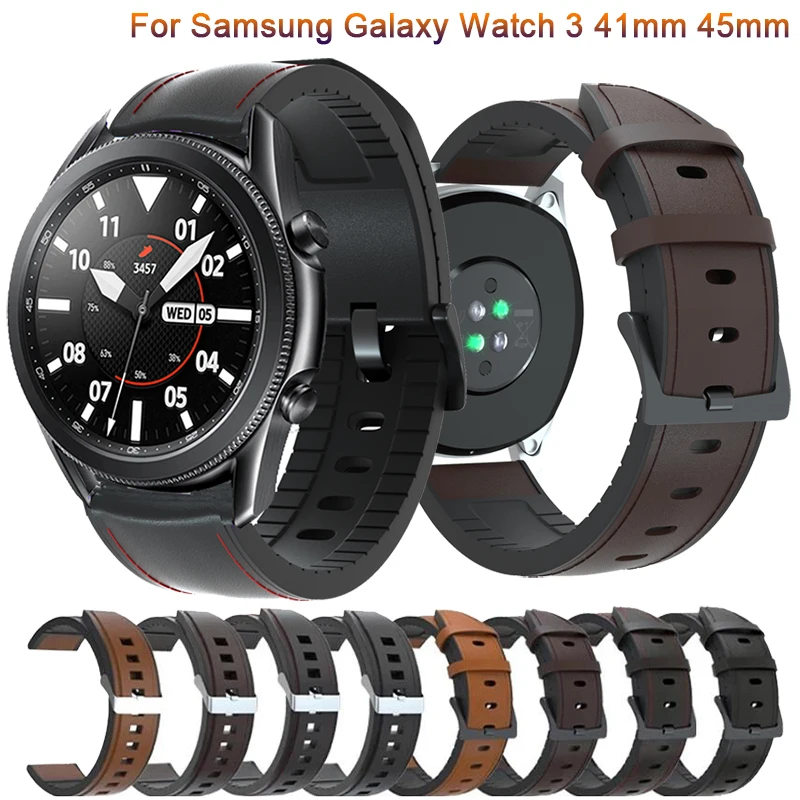 20 22mm Leather strap For Samsung galaxy watch 3 41mm 45mm Active2 Gear S3 Strap Bracelet For Huawei Watch 3/GT 2 Pro Watchband