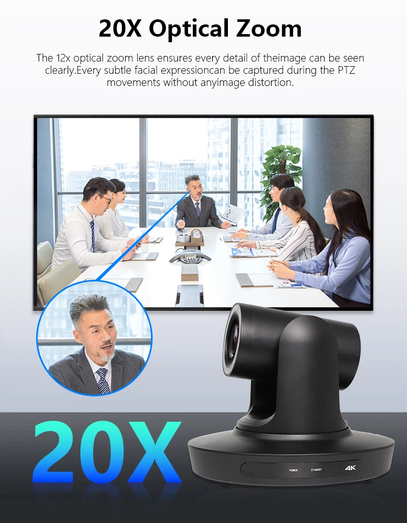 

Conferencing IP Camera AI Auto Tracking 20x Optical Zoom 4K 8MP PTZ Video NDI Live Streaming Broadcasting Camera With SDI HDM1