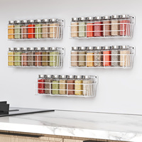 White Spice Rack Organizer for Kitchen 5 Layer Seasoning Bottle Storage Shelves Home Wall Mounted Cabinet Pantry Metal Holder