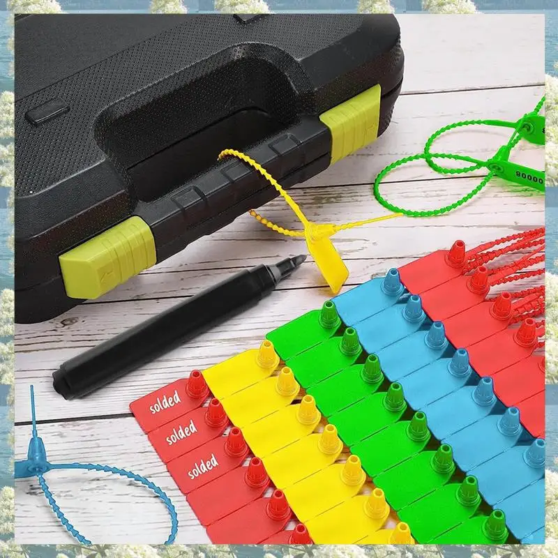 New-1000 Pcs Plastic Tamper Seals Fire Extinguisher Tags Security Tags Seals Safety Numbered Zip Ties Labels