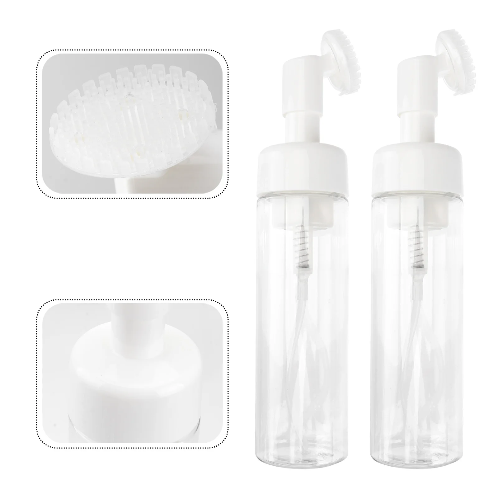 2pcs Foam Bottle Cleanser Brush Set Empty Sub Bottles For Travel Soap Shampoo Shower Gel Facial Wash Refillable Leakproof