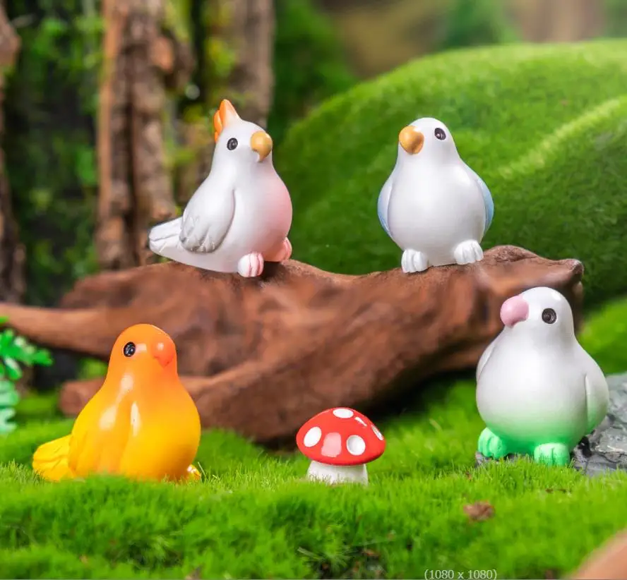 100pcs simulation 3D Resin parrots Bird Pigeon Gardening Animal Decoration Gift Ornaments DIY Fairy Garden Dollhouse Accessories