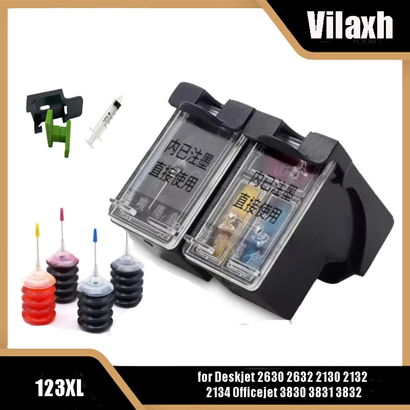 

Compatible Refillable Ink Cartridge For HP123 123XL 123XXL DeskJet 1110 1111 1112 2130 2131 2132 2133 2134 2136 2138 2620Printer