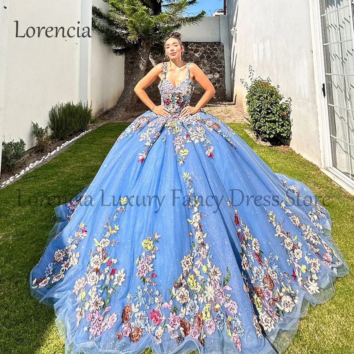 

Ball Gown Quinceanera Dress With Lace Applique Beading Crystal Corset Sweet 16 Sleeveless Mexican Vestidos De 15 XV Años