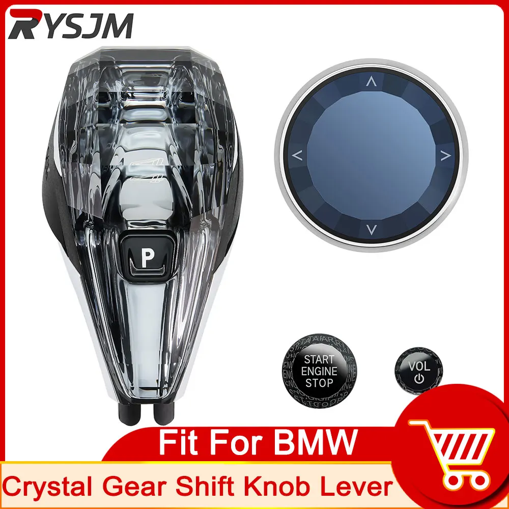 

4pcs/set Automatic Crystal Gear Handle Crystal Gear Shift Knob Lever Accsesories Interior Replacement Parts For BMW 3 5 Series