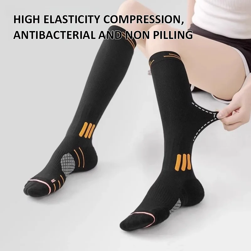 زوج واحد من جوارب ضغط العضلات الرياضية للنساء، جوارب احترافية مرنة للجري وركوب الدراجات واليوجا واللياقة البدنية والتخسيس