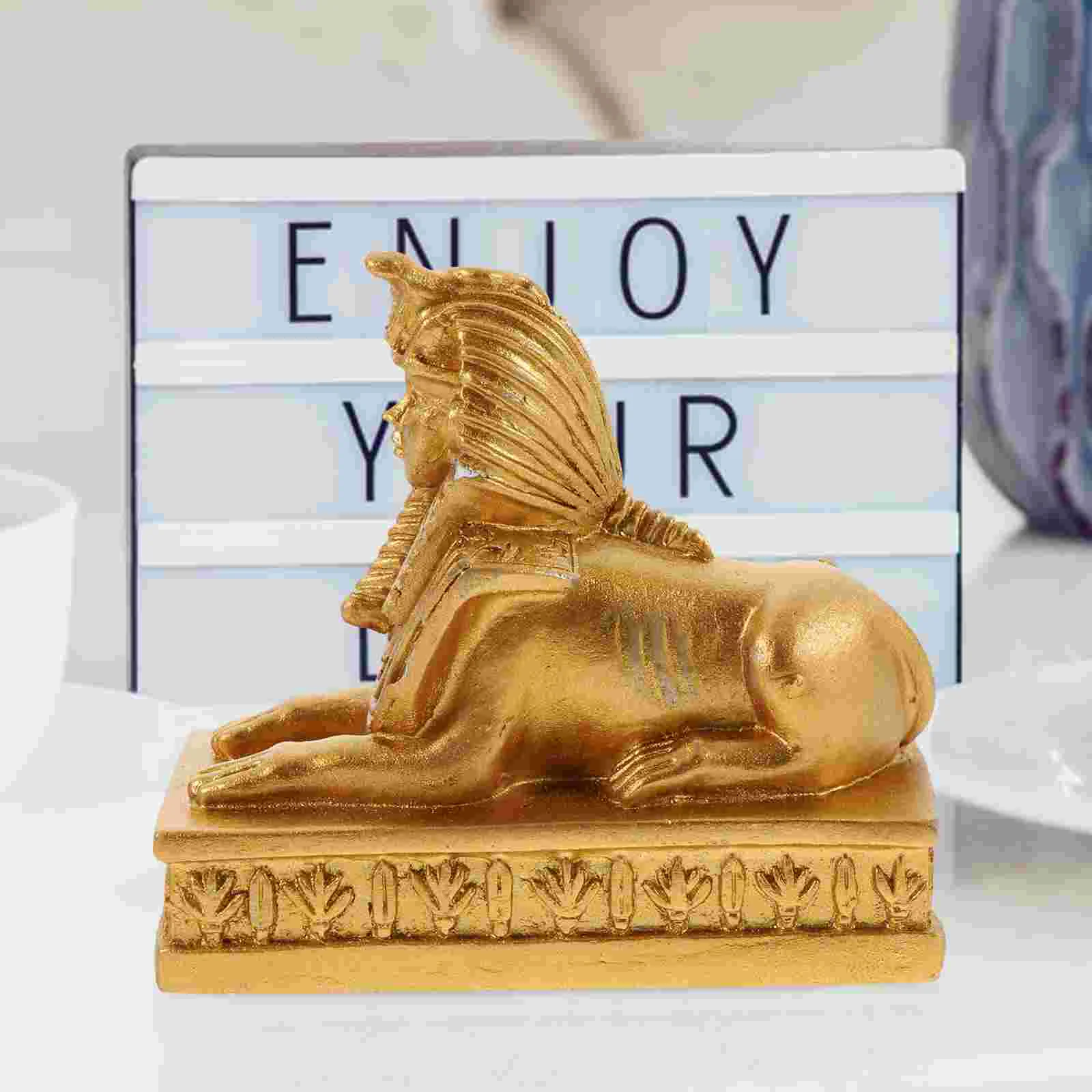 Decor Fish Tank Landscape Underwater Simulated Sphinx Shaped Ornament Aquarium Hideout Golden