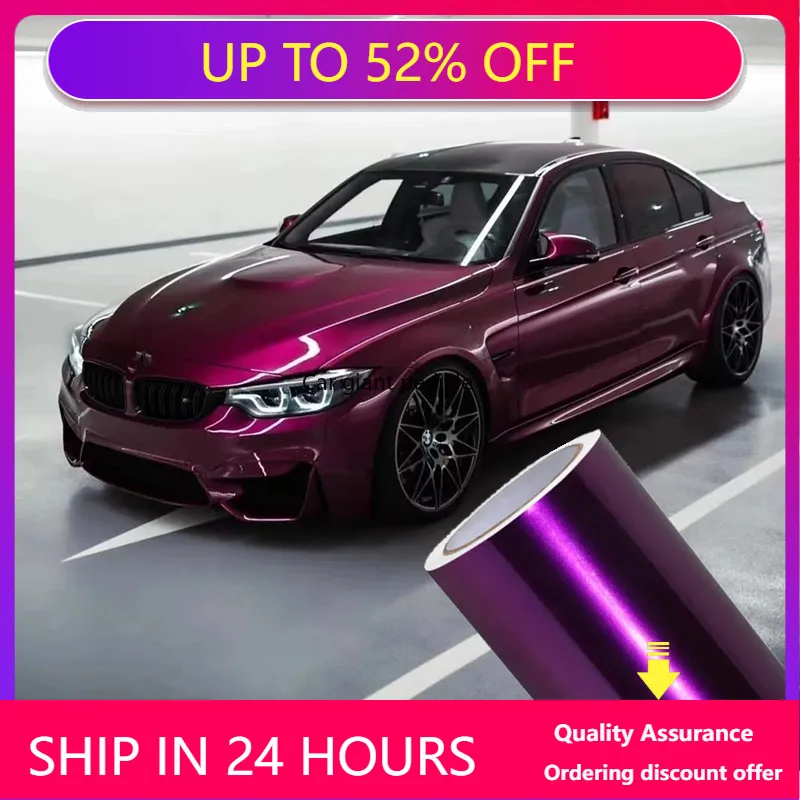 

golss Metal Pearl Grape Purple Vinyl Car Wrap Film Auto Plastic Auto Plastic Assurance Air passage pattern Stickers Covering
