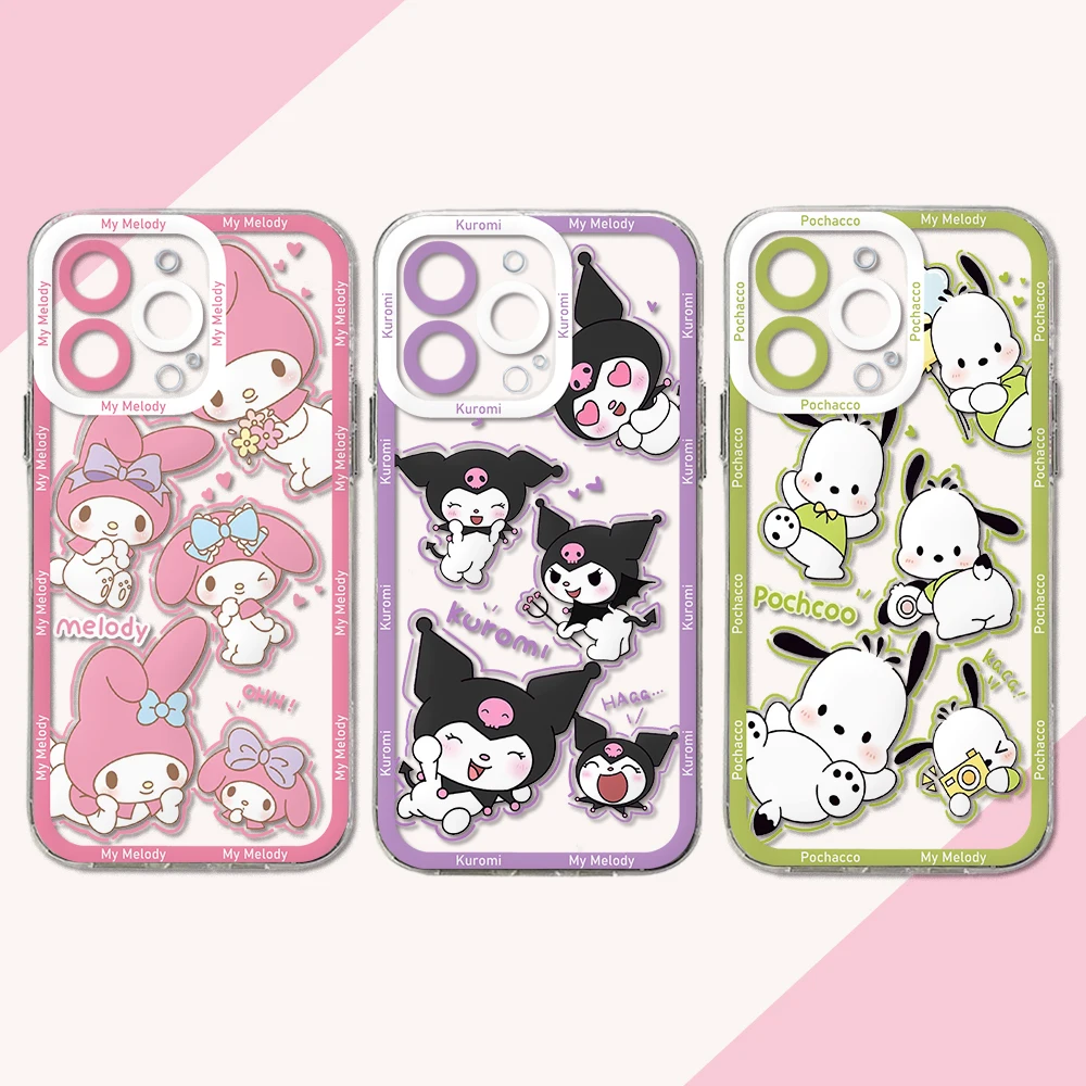 

Cute Cartoon My Melody Kuromi Pochacco Phone Case For Samsung S24 S23 S22 S21 S20 S10 FE Note20 Plus Ultra 5G Clear Soft Cover