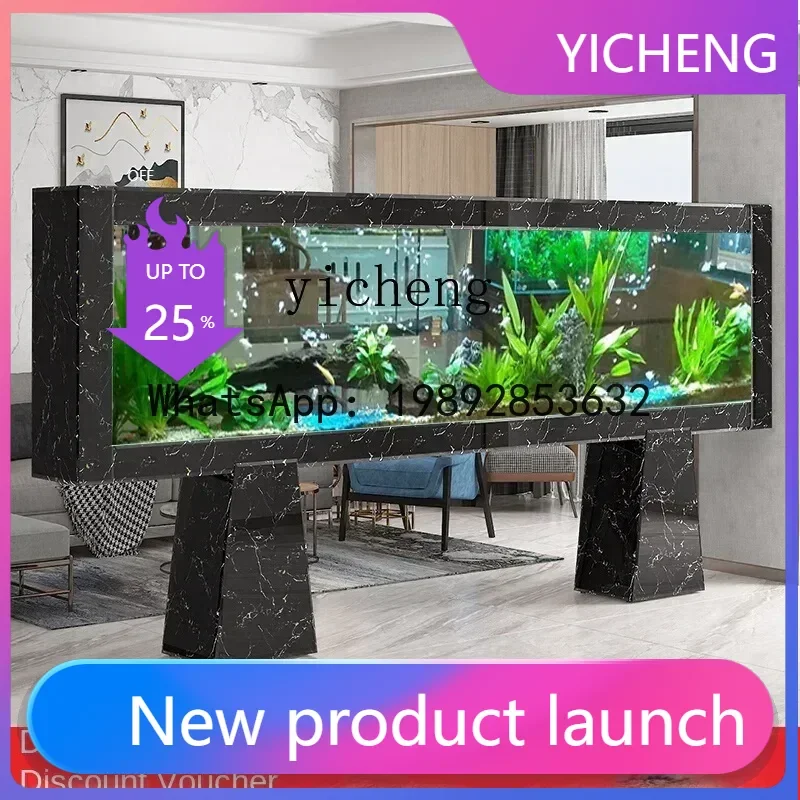 

LYY fish tank living room large home office ecological high-end ultra-white arowana tank landing