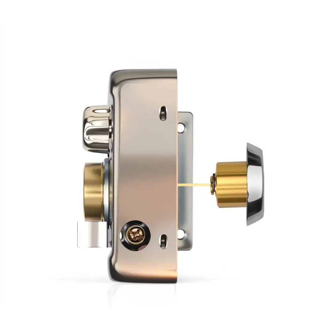 Red Bronze Rim Door Lock Vintage Security Hardware For For Gu Rui Iron Wooden Garage Gate Surface Mount Cross Key Lock